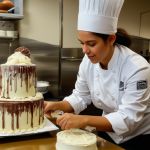 Pastry Chef Elena Rodriguez decorating cake